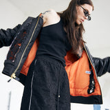 Lace Bomber jacket - Black - RED CROSS